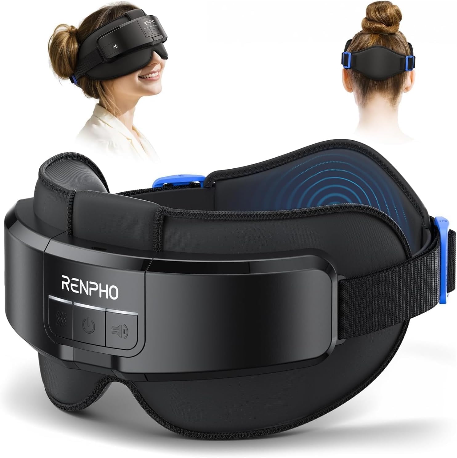 RENPHO Kopf- und Augenmassagegerät mit Wärme, Massagegerät für Stirn, Hinterkopf und Schläfe, Variation und Bluetooth Music, Augen Massagegerät, überanstrengte Augen