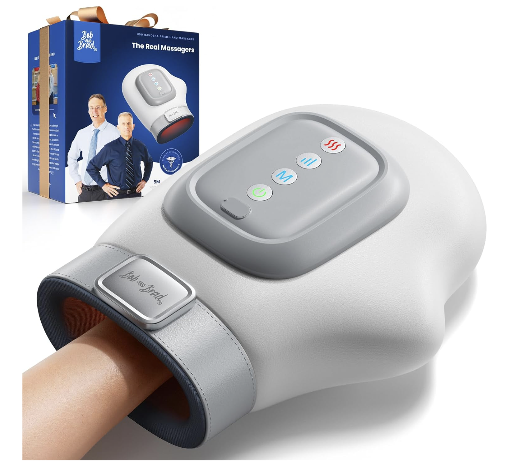 BOB AND BRAD Handmassagegerät mit Schnell-Heizfunktion, Massagegerät für Hände & Finger, Akku Kompressionsmassage zur Entspannung, 3 Modi & 5 Stufen Kabellos