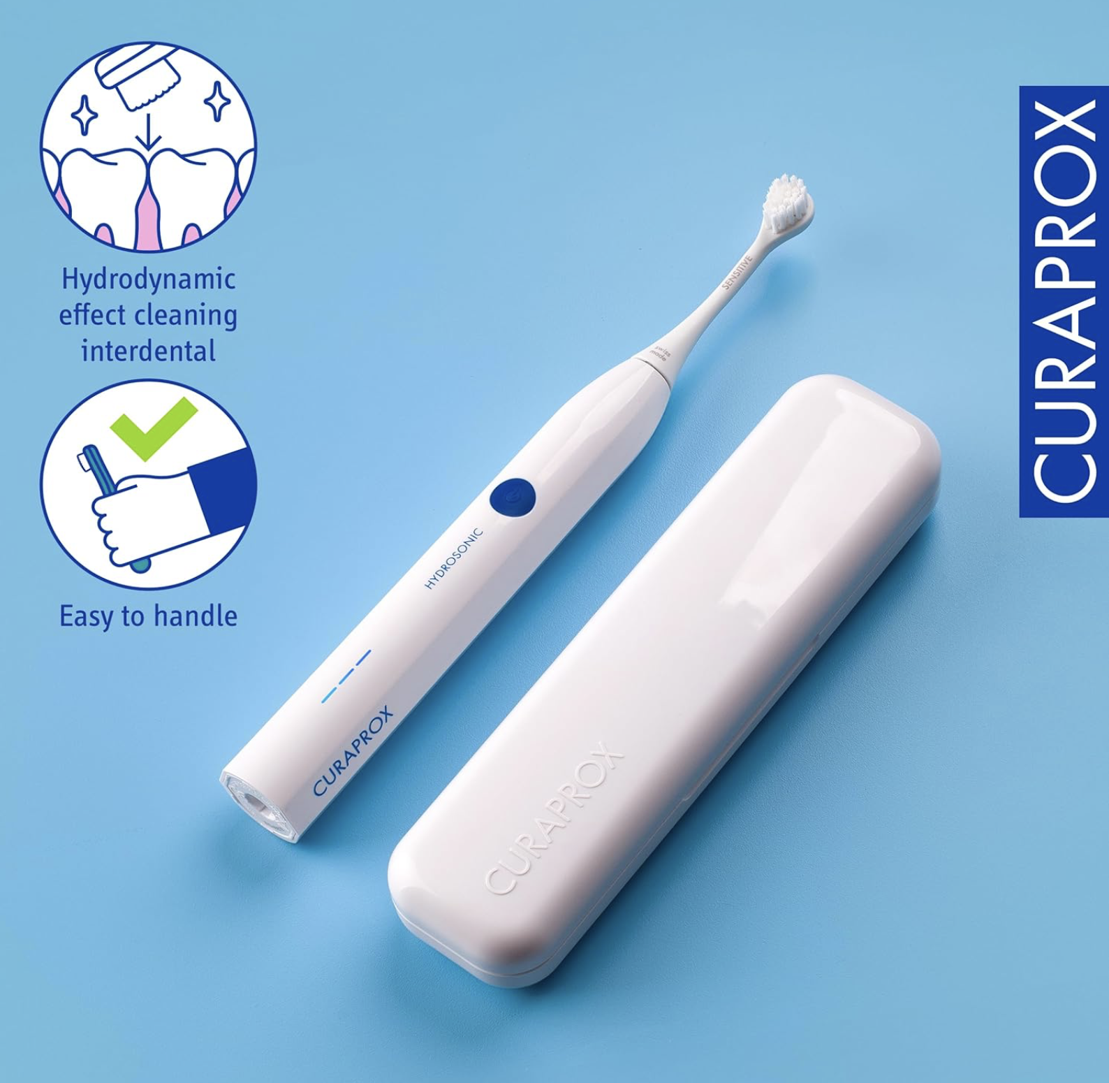Curaprox Hydrosonic easy Schallzahnbürste – Für tägliche Zahnfleischpflege & Plaque-Kontrolle | Einfach, effektiv, zuverlässig | Entwickelt in der Schweiz